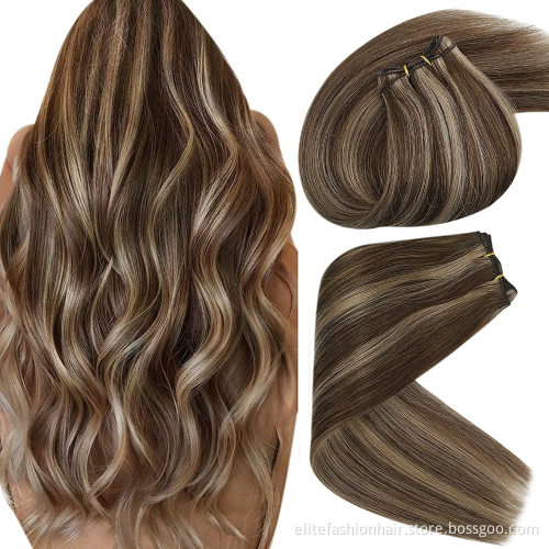 Sillky straight 100g 12-30 inch 1pc Human Weft Remy Hair Extensions Double Wefts Human Hair Bundles Sew in Weft Hair Extensions